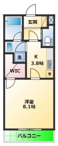 ドムス東静岡(1K/2階)の間取り写真