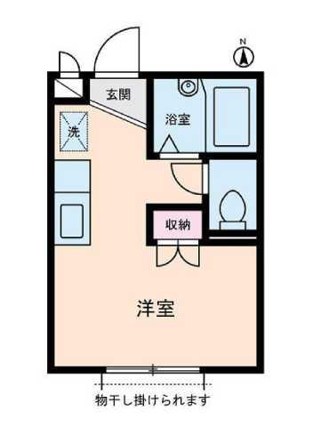 ユーハイツ(ワンルーム/1階)の間取り写真