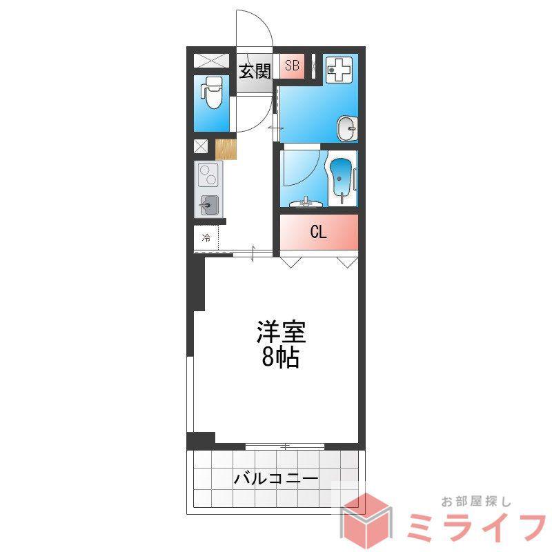 CITY SPIRE美章園(1K/1階)の間取り写真