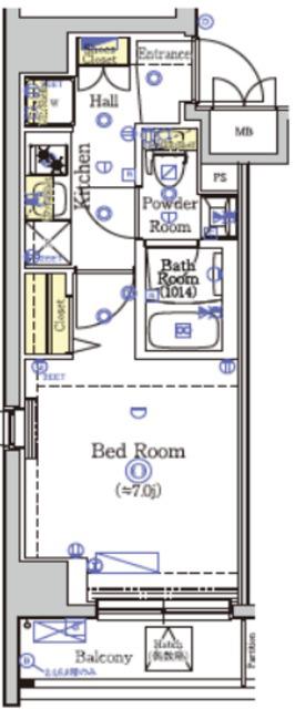 SHOKEN RESIDENCE川崎東門前III(1K/6階)の間取り写真