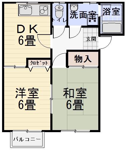 ハウディ(2DK/2階)の間取り写真