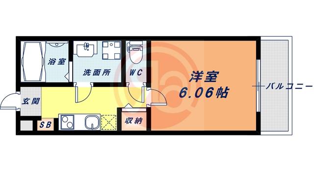 カルムビレッジ東田辺(1K/2階)の間取り写真
