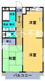 サンフラワーI(2DK/2階)の間取り写真