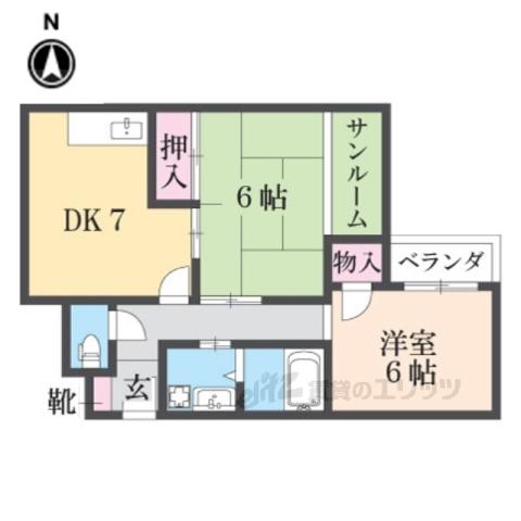 シティライフ林(2DK/1階)の間取り写真