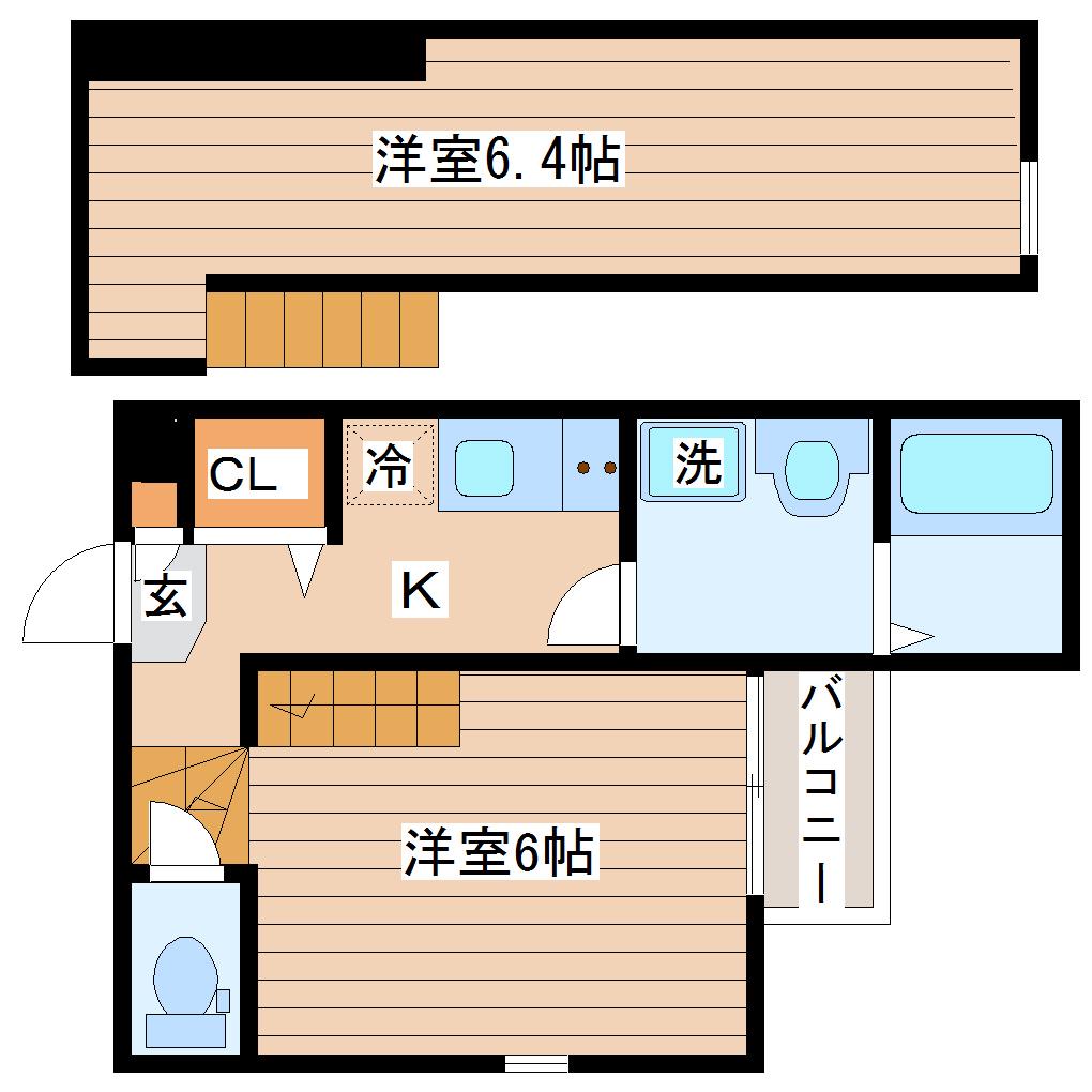 フォルテ長町(1K/2階)の間取り写真