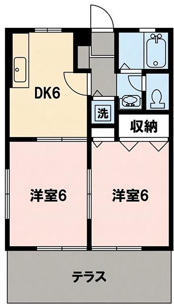 ソレアード(2DK/1階)の間取り写真