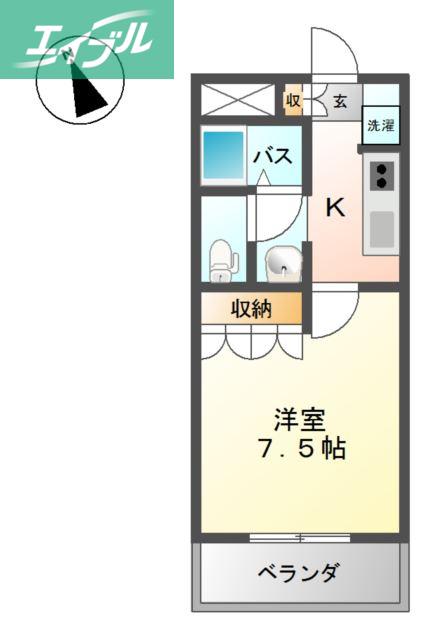 クレディール(1K/1階)の間取り写真