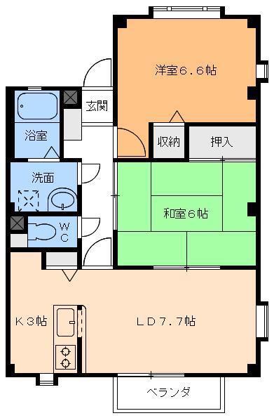 フォブールタウン石手白石A(2LDK/1階)の間取り写真