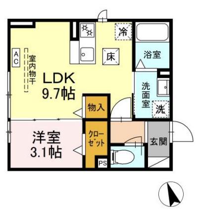 アリュール(1LDK/1階)の間取り写真