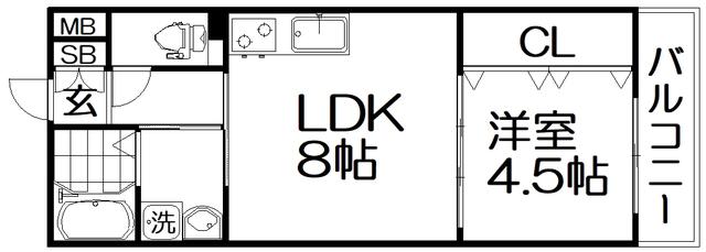 レジデンスコート橋本(1LDK/1階)の間取り写真
