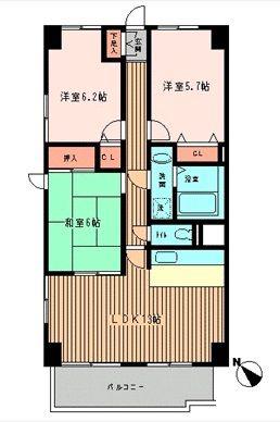 南藤沢AFビル(3LDK/7階)の間取り写真