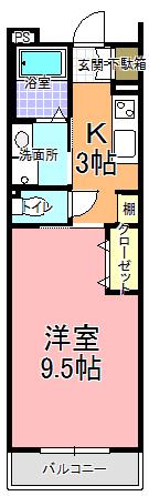 クレール水戸(1K/2階)の間取り写真
