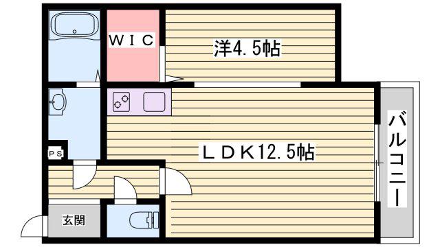 ジーメゾン明石魚住ケルズ(1LDK/2階)の間取り写真
