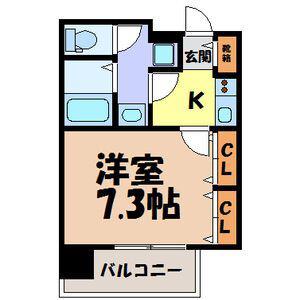 エイペックス名古屋鶴舞公園前(1K/2階)の間取り写真