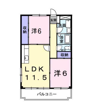ビュー・セジュール(2LDK/3階)の間取り写真