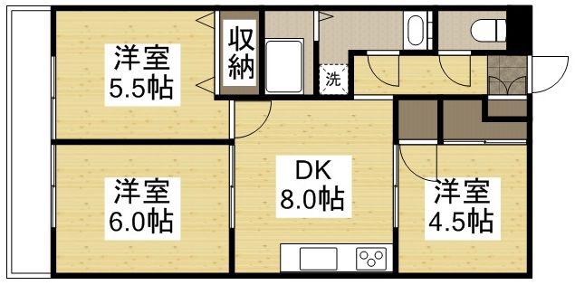 ナチュラルガーデン今(3DK/2階)の間取り写真