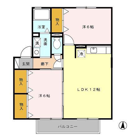 リジェール(2LDK/2階)の間取り写真