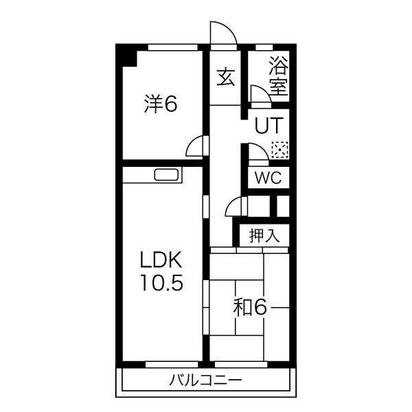 グリーンサイドヨシタカB(2LDK/2階)の間取り写真
