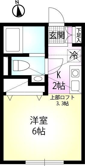 ヴェラハイツ磯子弐番館(1K/2階)の間取り写真