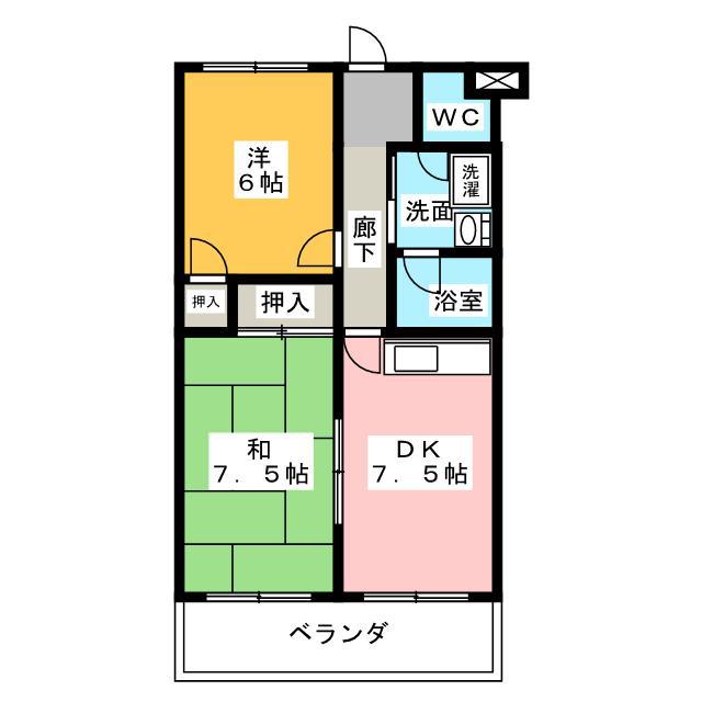 フロントヒルズII(2DK/4階)の間取り写真