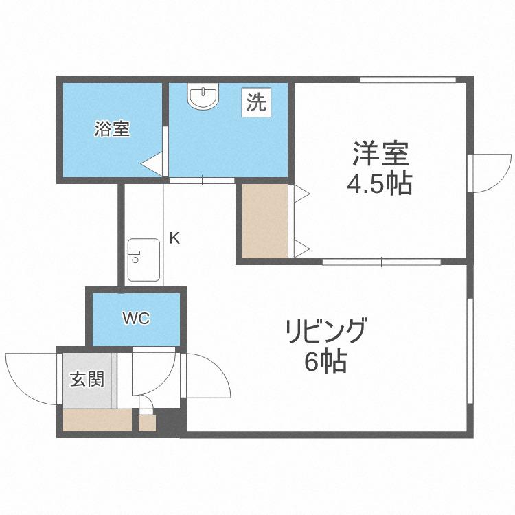 ブランノワール湖水(1DK/4階)の間取り写真