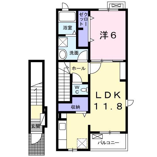 アダージョ徳重(1LDK/2階)の間取り写真