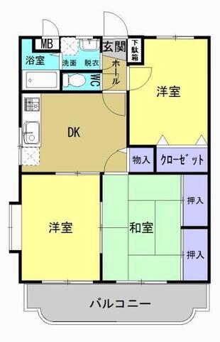 サンフィールド高鍋(3DK/1階)の間取り写真