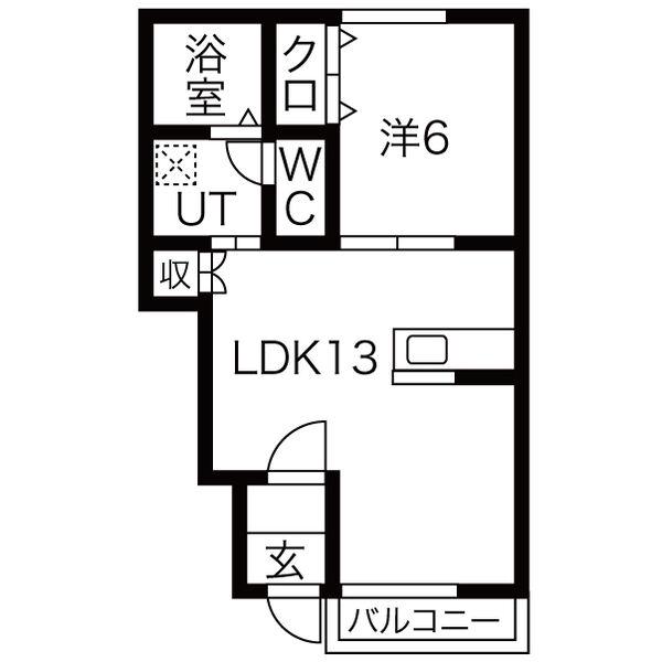 ユイマール(1LDK/1階)の間取り写真