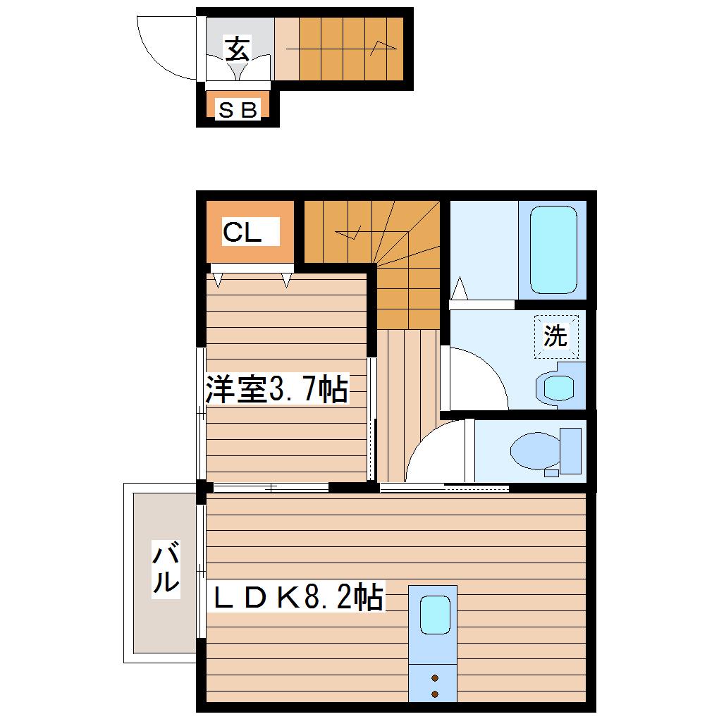 リヴィエールI(1LDK/2階)の間取り写真