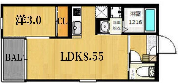 REGALEST西宮北口(1LDK/3階)の間取り写真