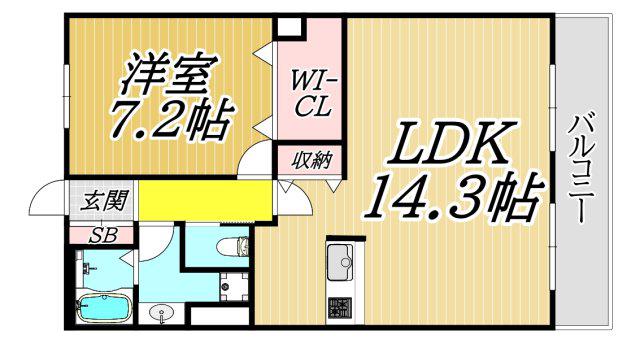 フジヤマフラッツ(1LDK/8階)の間取り写真