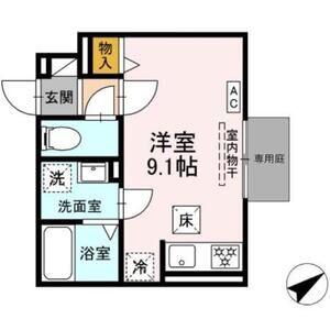 パークサイド柱II(ワンルーム/1階)の間取り写真