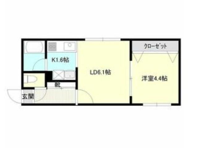 フラット南平岸(1DK/3階)の間取り写真