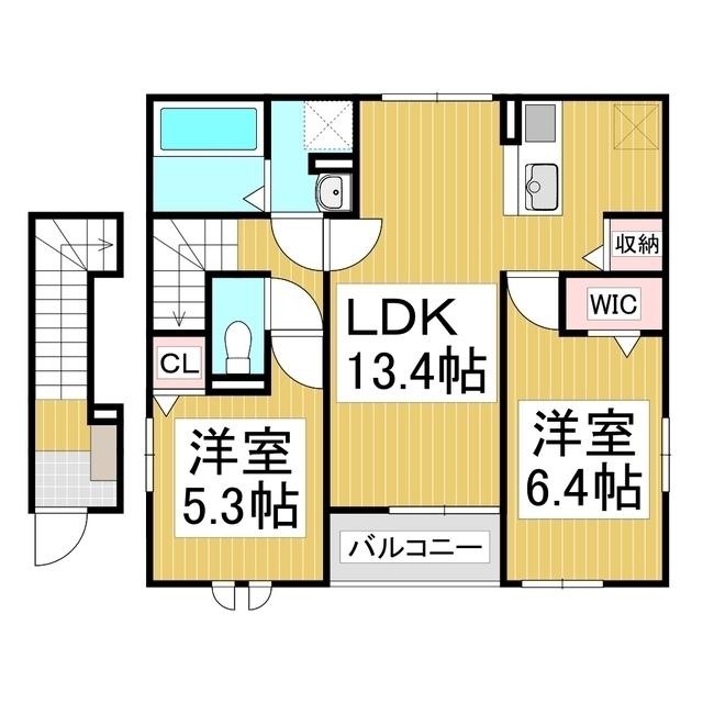 マグノリアコート 青木島(2LDK/2階)の間取り写真