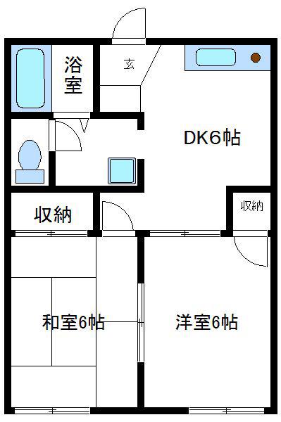 りばぶるCO-WA(2DK/2階)の間取り写真