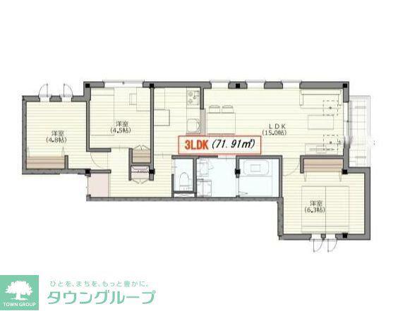 アズール(2LDK/2階)の間取り写真