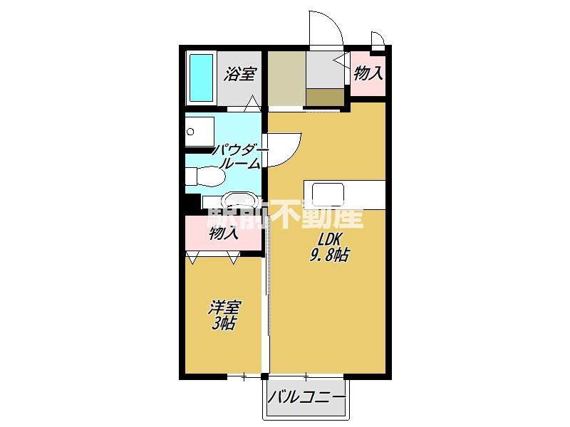 ジェネスONE神園A棟(1LDK/2階)の間取り写真