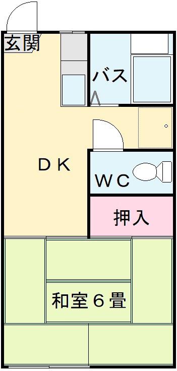 清水ハイツ(1DK/2階)の間取り写真