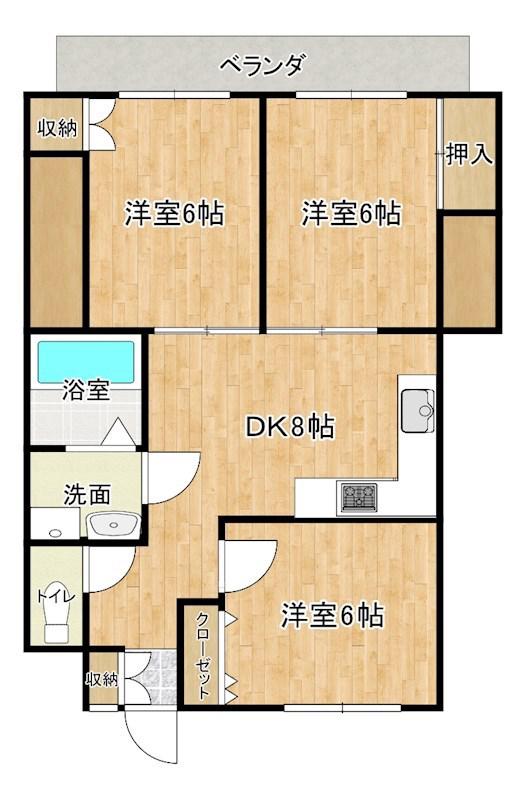 ラポール(3DK/3階)の間取り写真