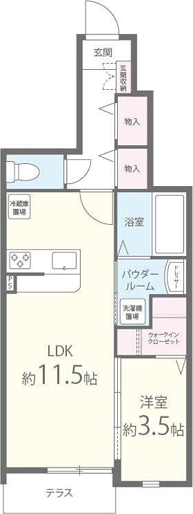 BENESTA千里中央(1LDK/1階)の間取り写真
