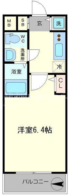 LUMINOUS桜川(ワンルーム/6階)の間取り写真
