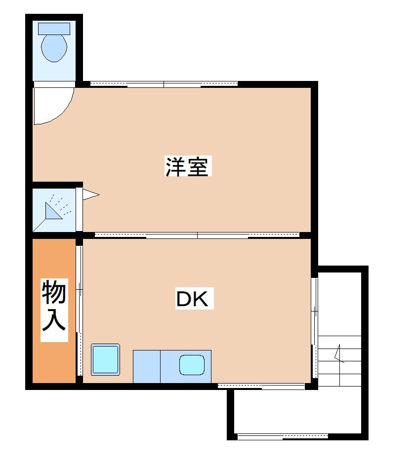 禅昌寺アパート(1DK/2階)の間取り写真
