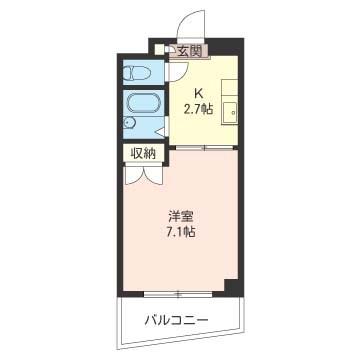 ソレイユ三和(1K/4階)の間取り写真