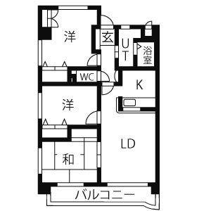 第2ヒルハイツ浅井(3LDK/3階)の間取り写真