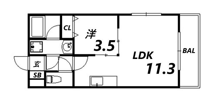 グランピア姫路(1LDK/3階)の間取り写真
