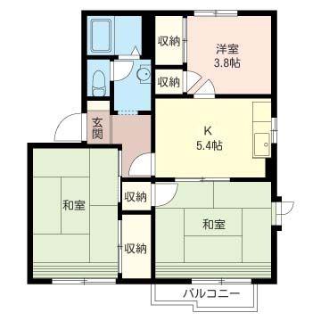シャトレー湘南A(3K/1階)の間取り写真