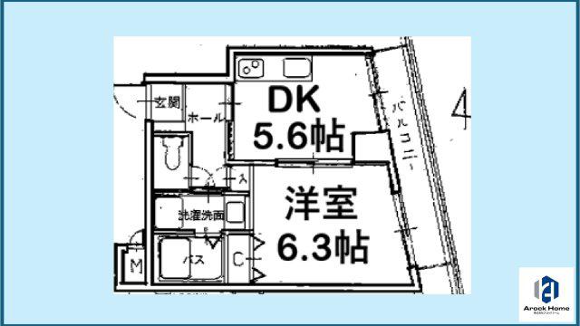 パルコート伊勢山(1DK/4階)の間取り写真