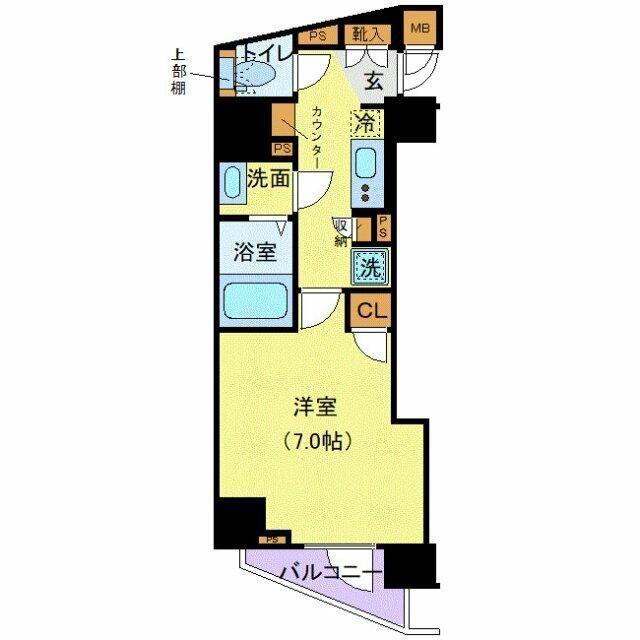 メイクスデザイン西新宿(1K/13階)の間取り写真