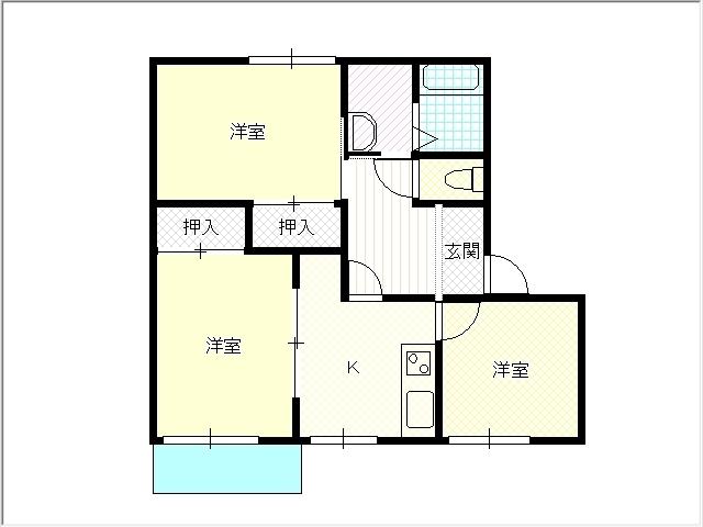 アシックス(3K/1階)の間取り写真