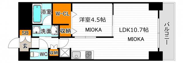 エクセル 文の里(1LDK/2階)の間取り写真